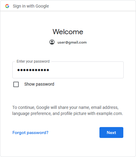 Google password